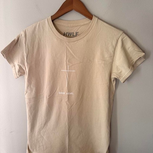 HWLF Tops - HWLF Good News Tee with white cross graphic Size S